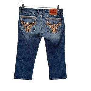 90s Lucky Brand Lil Paradise Cuffed Crop Jeans Womens 8 Yellowstone Landman USA